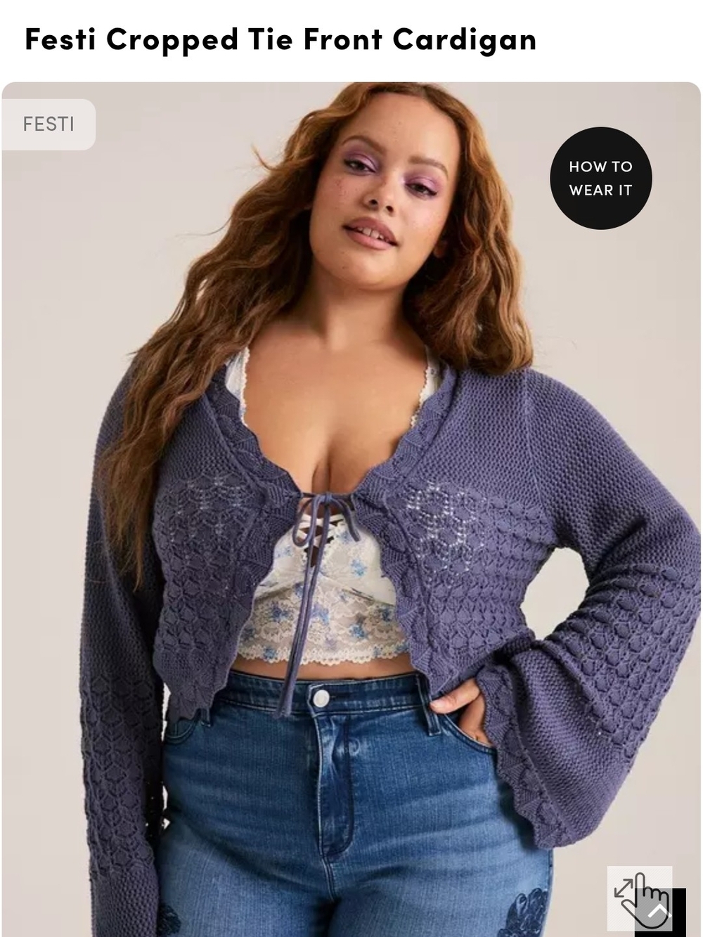 Torrid Festi Cropped Tie Front Cardigan - Nightshadow BLUE
